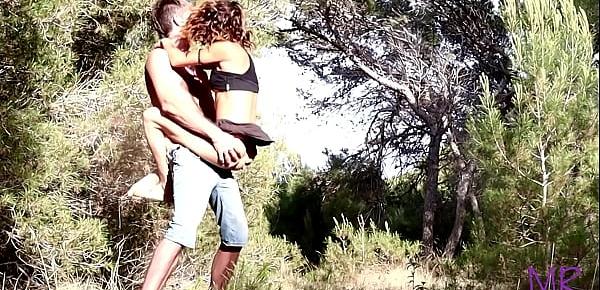  Public Amateur Sex in the WOODS  Outdoor, small flexible girl